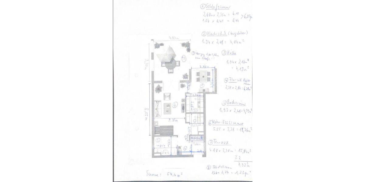 Terrassenwohnung Kaarst - 1.5 Zimmer, 54 m&sup2;, 187.000&euro; | Angebot:27127724