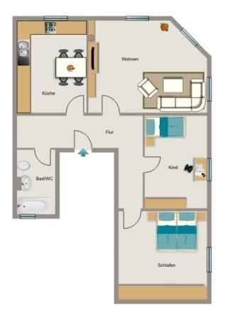 Etagenwohnung Duisburg Hamborn - 3.5 Zimmer, 77 m&sup2;, 435&euro; | Angebot:26554667
