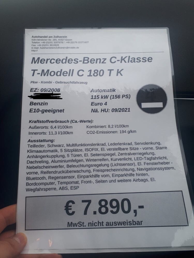 Mercedes-Benz C 180 200.000 km 7.890 € Duisburg 47051