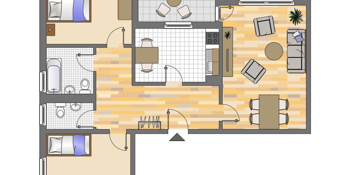 Etagenwohnung Ratingen Tiefenbroich - 3 Zimmer, 82 m&sup2;, 974&euro; | Angebot:26102047