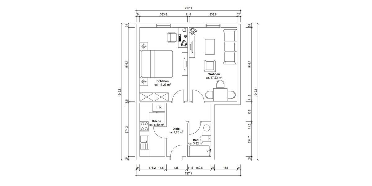 Etagenwohnung Essen Rüttenscheid - 2 Zimmer, 53 m&sup2;, 199.000&euro; | Angebot:26805131
