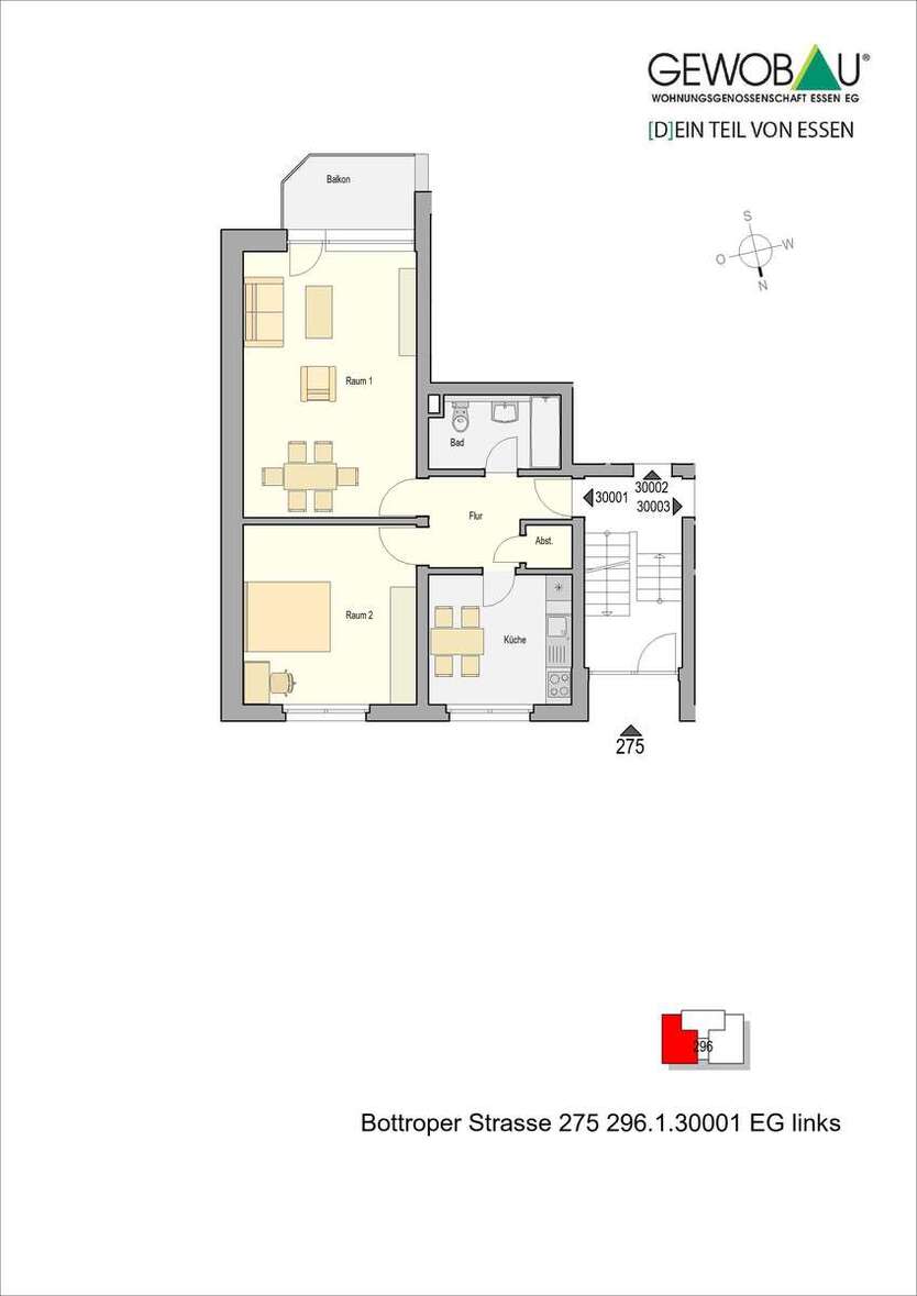 Wohnung zum Mieten in Essen 309,47 € 64.56 m² 2 zimmer