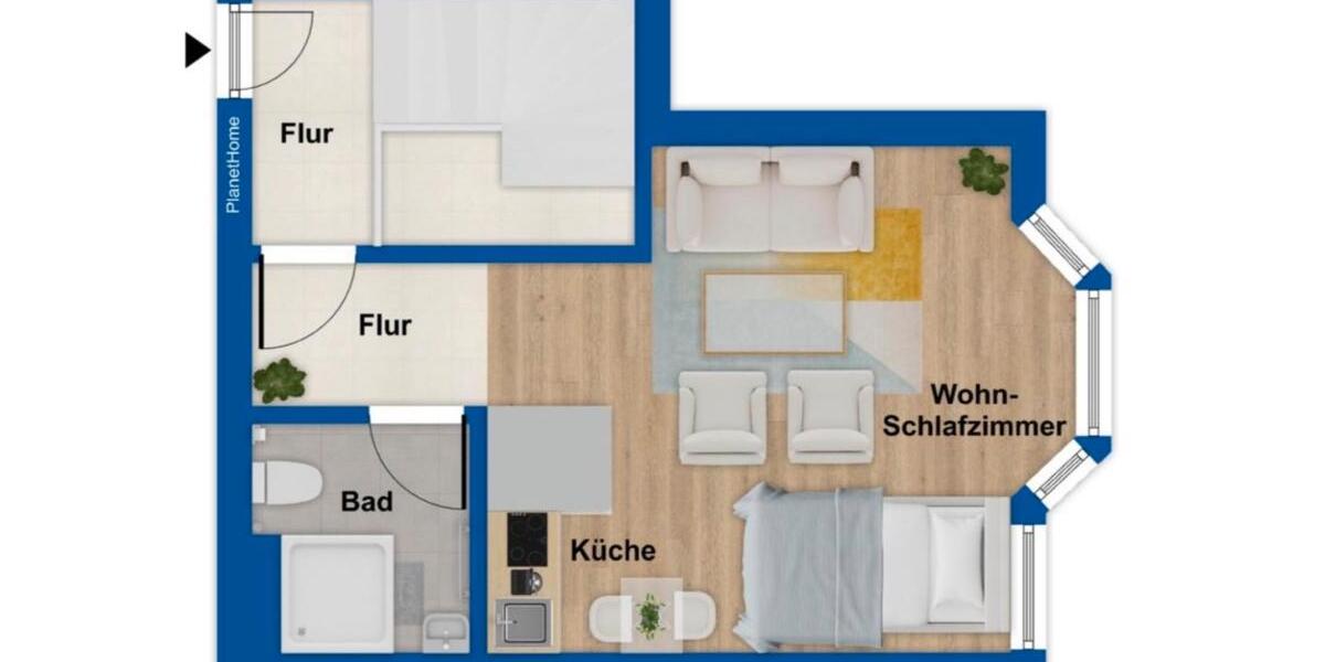 Erdgeschoßwohnung Düsseldorf Stadtbezirk 3 - 1 Zimmer, 28 m&sup2;, 650&euro; | Angebot:26403791