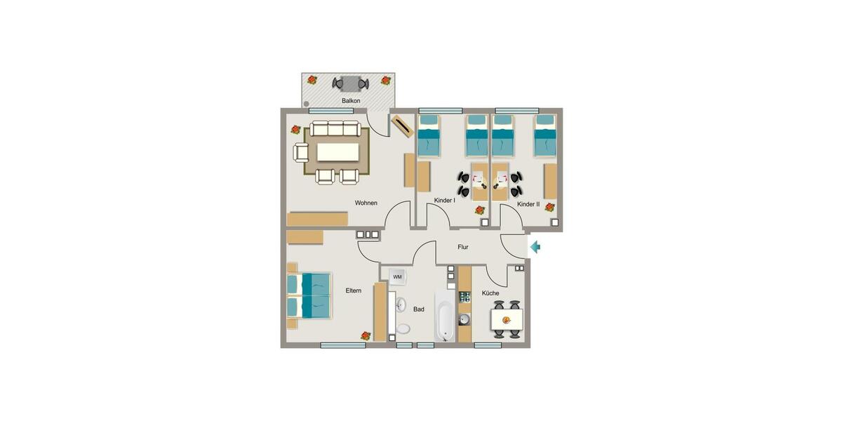 Etagenwohnung Voerde (Niederrhein) - 4.5 Zimmer, 70 m&sup2;, 672&euro; | Angebot:26568666