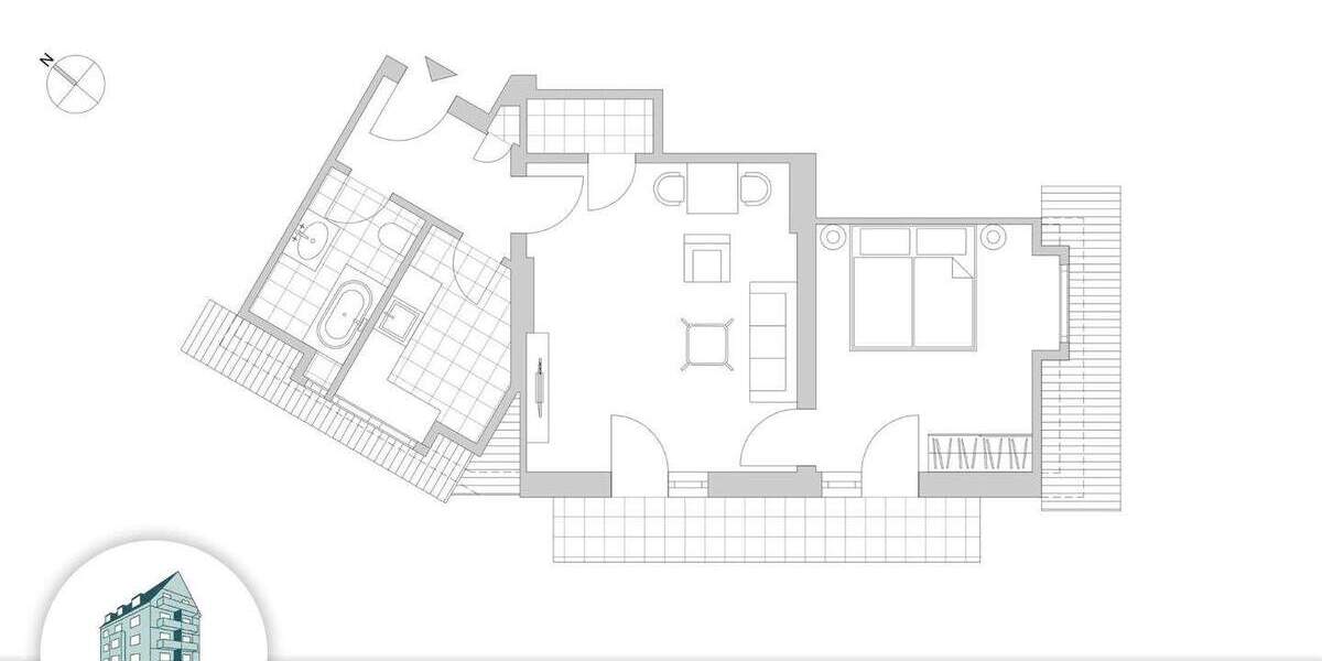 Etagenwohnung Düsseldorf Pempelfort - 2 Zimmer, 55 m&sup2;, 259.000&euro; | Angebot:25799498
