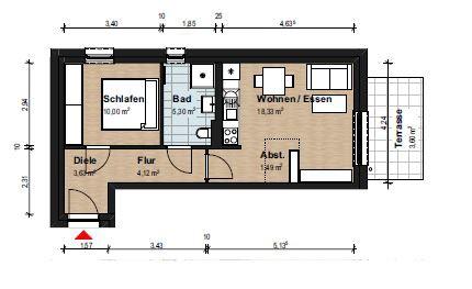 Erdgeschoßwohnung Essen Stadtbezirk VI - 2 Zimmer, 46 m&sup2;, 605&euro; | Angebot:26188379