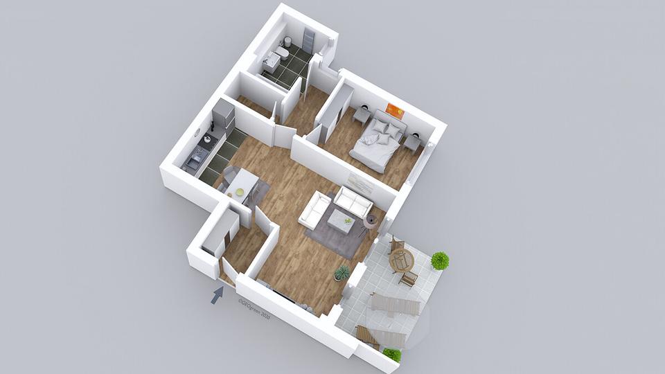 Erdgeschoßwohnung Essen Stadtbezirk IX - 2.5 Zimmer, 60 m&sup2;, 820&euro; | Angebot:24690074