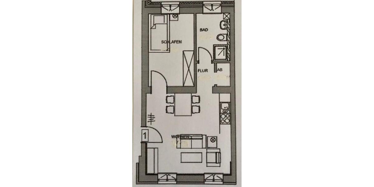 Erdgeschoßwohnung Krefeld - 2 Zimmer, 37 m&sup2;, 490&euro; | Angebot:25612795