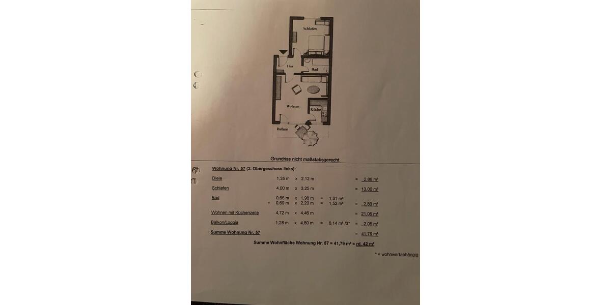 Etagenwohnung Erkrath - 2 Zimmer, 42 m&sup2;, 120.000&euro; | Angebot:27002733
