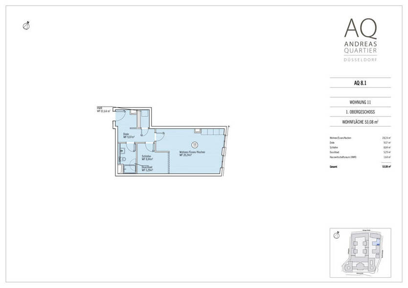 Charmantes Apartment mit EBK für Singles oder Pendler in TOP-Lage im Andreas Quartier 1 zimmer