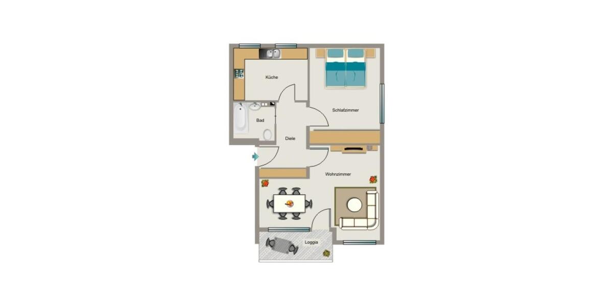 Erdgeschoßwohnung Krefeld Gartenstadt - 2.5 Zimmer, 54 m&sup2;, 612&euro; | Angebot:26243192