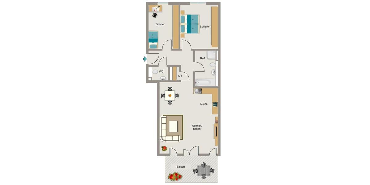Etagenwohnung Essen Stadtkern - 3.5 Zimmer, 84 m&sup2;, 1.036&euro; | Angebot:26615944