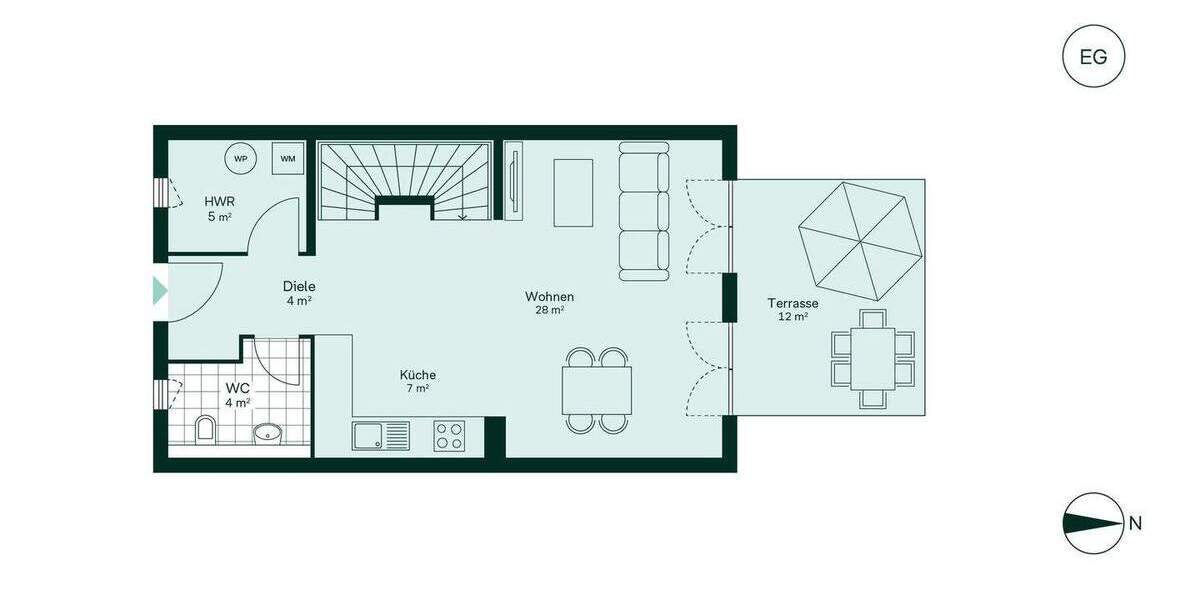 Reihenmittelhaus mit Dachterrasse, Dachstudio und Garage 4 zimmer