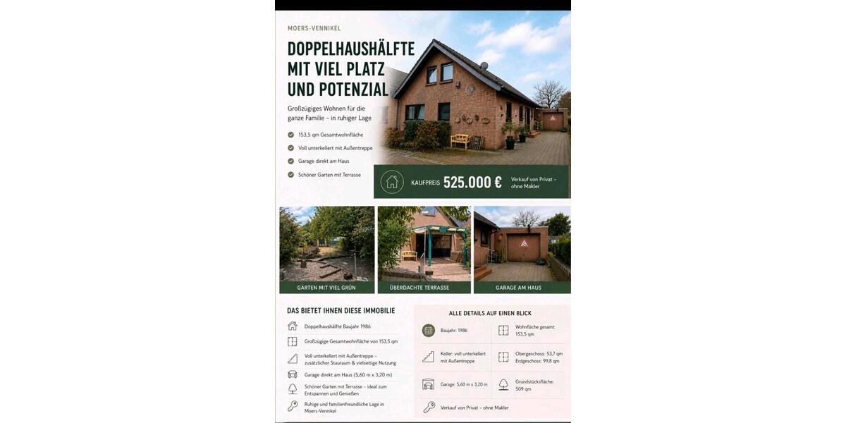 Doppelhaushälfte Moers Schwafheim - 525.000&euro; | Angebot:27077484