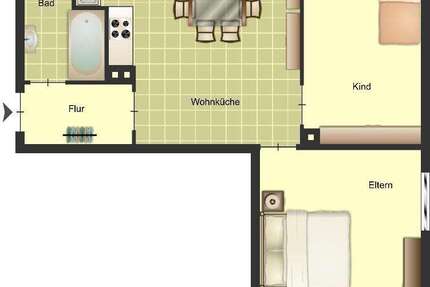 Wohnung Duisburg Huckingen - 2 Zimmer, 51 m&sup2;, 469&euro; | Angebot:26492459