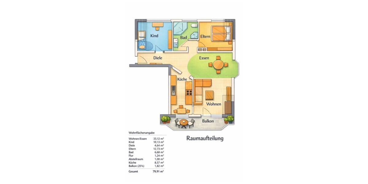 Dachgeschoßwohnung Oberhausen Biefang - 3.5 Zimmer, 80 m&sup2;, 269.000&euro; | Angebot:25160223