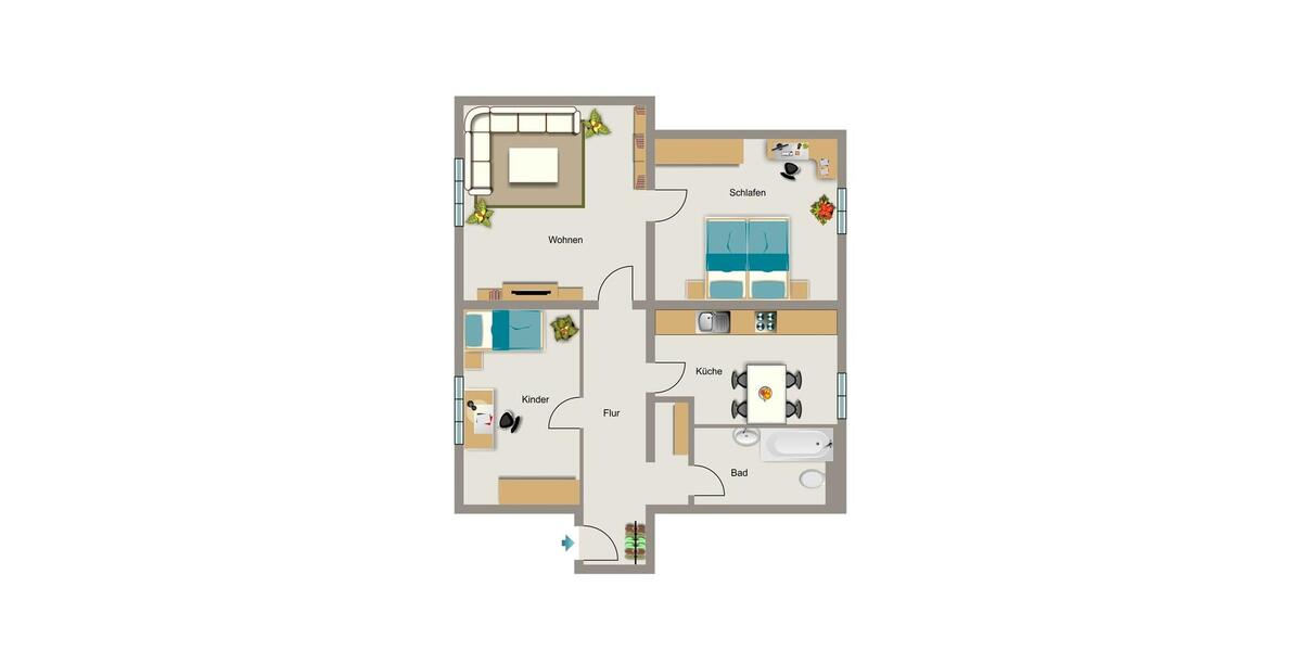 Erdgeschoßwohnung Duisburg Hamborn - 3.5 Zimmer, 69 m&sup2;, 437&euro; | Angebot:24577300