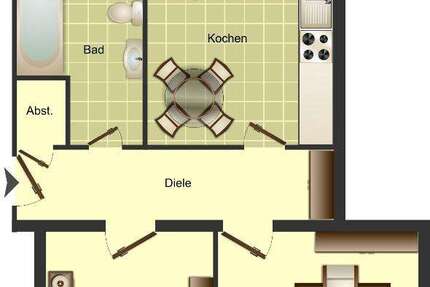 Wohnung Duisburg Huckingen - 2 Zimmer, 53 m&sup2;, 266&euro; | Angebot:26492442