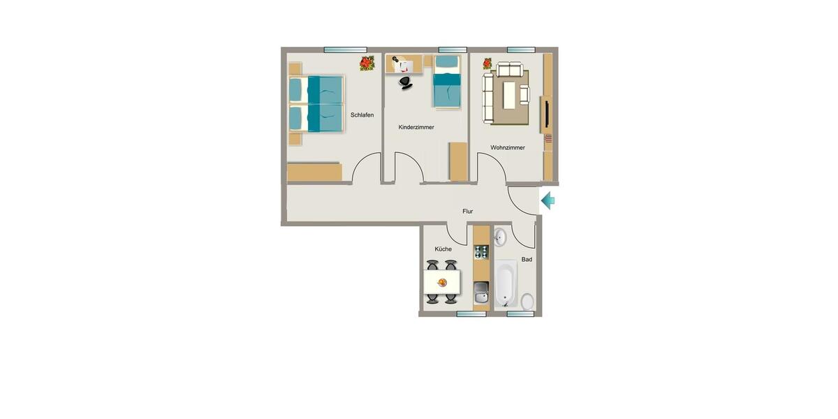 Dachgeschoßwohnung Duisburg Hamborn - 3.5 Zimmer, 79 m&sup2;, 456&euro; | Angebot:26597038
