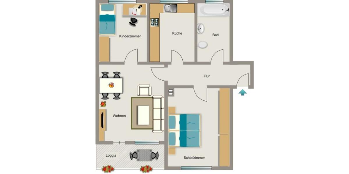 Erdgeschoßwohnung Moers Rheinkamp - 3.5 Zimmer, 64 m&sup2;, 561&euro; | Angebot:26449944