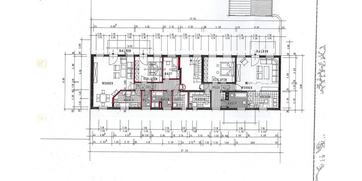Etagenwohnung Duisburg Essenberg - 4 Zimmer, 155 m&sup2;, 1.100&euro; | Angebot:25439699