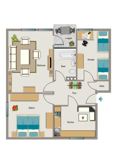 Etagenwohnung Gelsenkirchen Rotthausen - 3.5 Zimmer, 72 m&sup2;, 404&euro; | Angebot:25409584