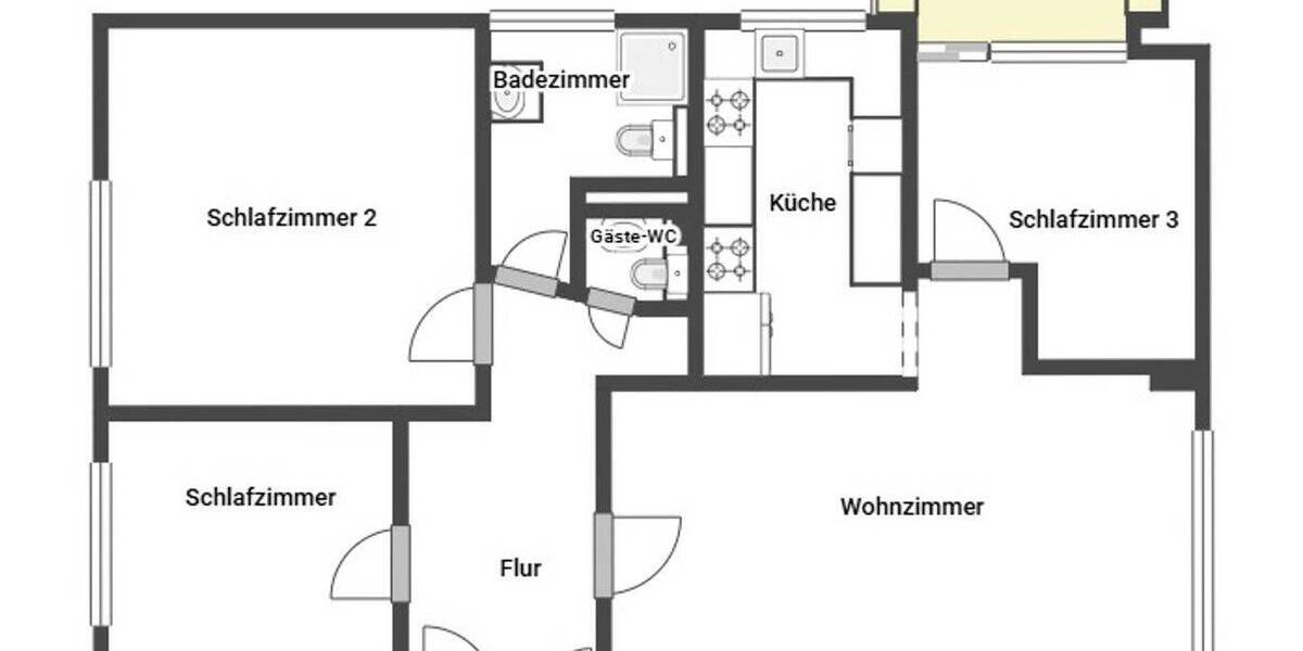 Etagenwohnung Düsseldorf Eller - 4 Zimmer, 90 m&sup2;, 395.000&euro; | Angebot:26852427