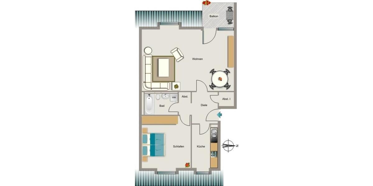 Etagenwohnung Meerbusch - 2.5 Zimmer, 72 m&sup2;, 774&euro; | Angebot:26227975