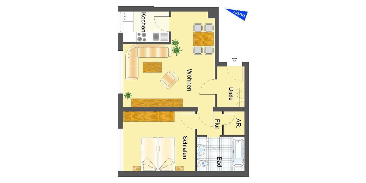 Etagenwohnung Dorsten - 2 Zimmer, 55 m&sup2;, 419&euro; | Angebot:26102048