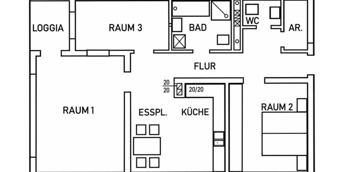 Etagenwohnung Duisburg Rahm - 3 Zimmer, 84 m&sup2;, 249.900&euro; | Angebot:26903041