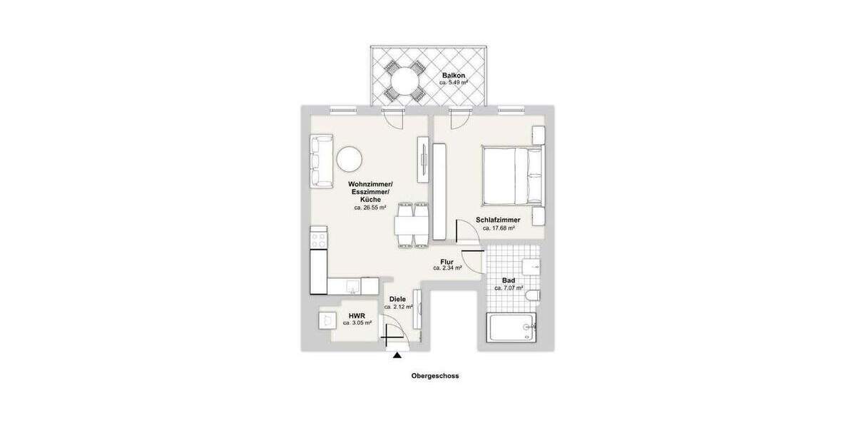 Etagenwohnung Düsseldorf Eller - 2 Zimmer, 63 m&sup2;, 1.220&euro; | Angebot:24648590