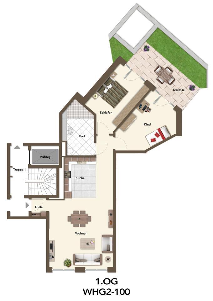 Erstbezug! Exklusive 3-Zimmer-Wohnung im 1. OG mit Terrasse – hochwertiger Neubau in Stadtmitte zimmer
