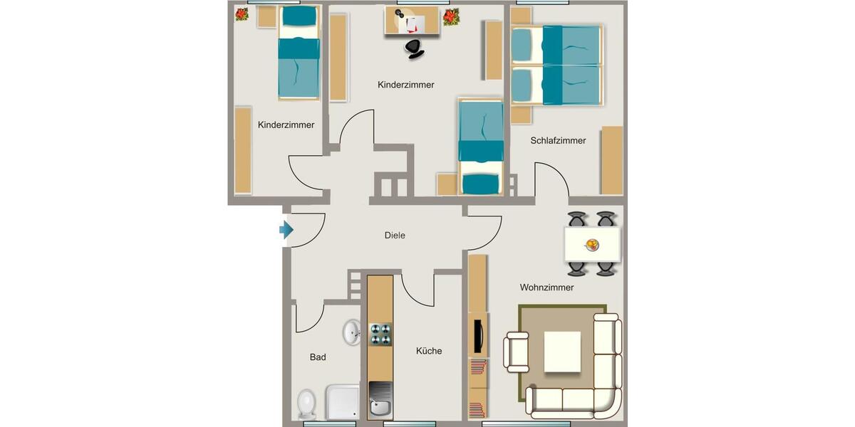 Erdgeschoßwohnung Duisburg Walsum - 4.5 Zimmer, 64 m&sup2;, 512&euro; | Angebot:25204282