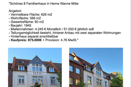 Haus Herne Wanne-Bickern - 675.000&euro; | Angebot:25332050