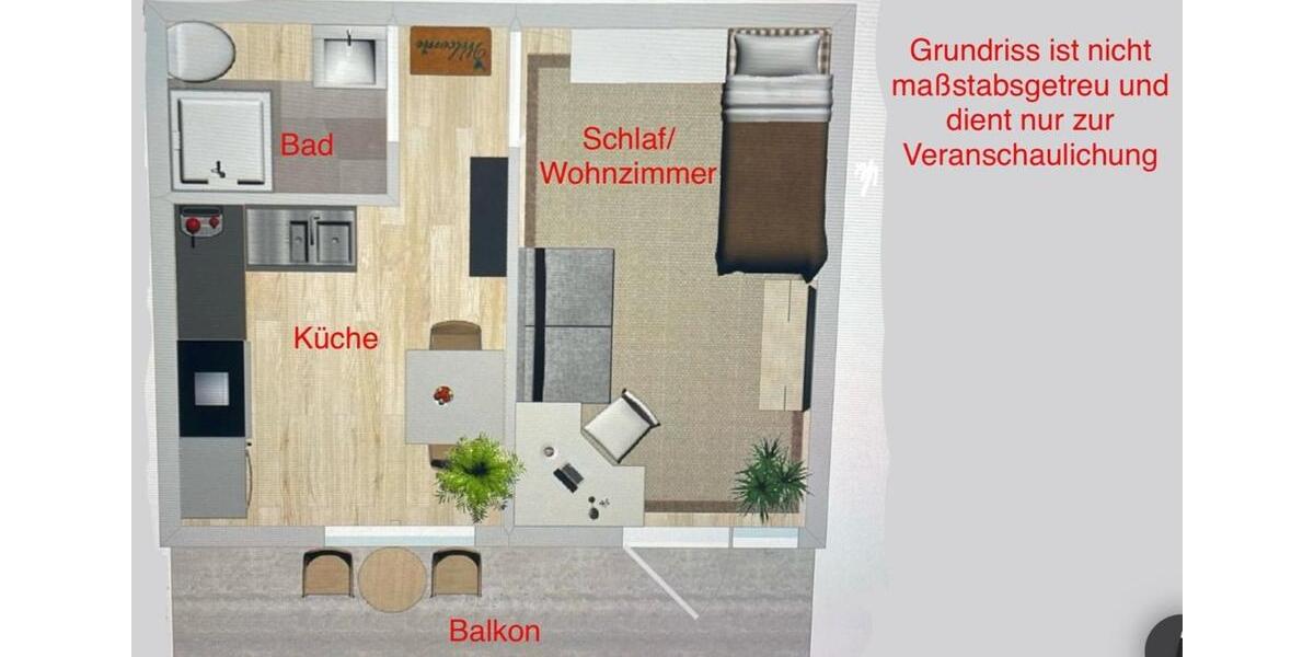 Etagenwohnung Herne Wanne-Bickern - 1 Zimmer, 30 m&sup2;, 290&euro; | Angebot:26364799