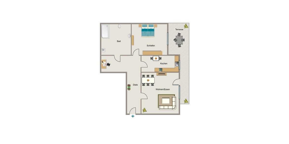 Erdgeschoßwohnung Essen Stadtbezirk VII - 2.5 Zimmer, 67 m&sup2;, 690&euro; | Angebot:26170267