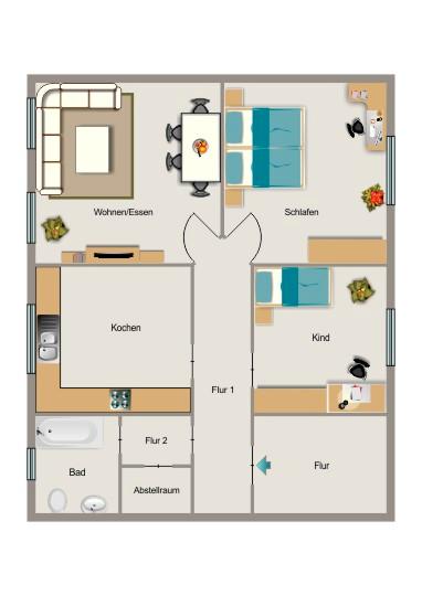 Erdgeschoßwohnung Gelsenkirchen Gelsenkirchen-Mitte - 3.5 Zimmer, 82 m&sup2;, 550&euro; | Angebot:25175702