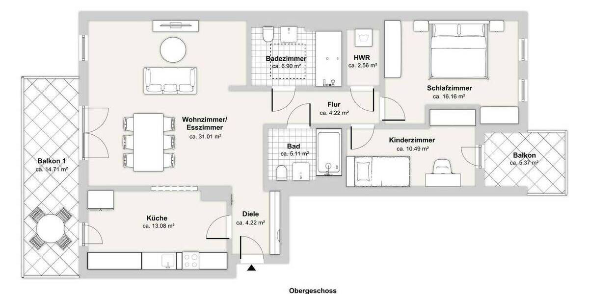 Etagenwohnung Düsseldorf Eller - 3 Zimmer, 108 m&sup2;, 1.650&euro; | Angebot:26474631