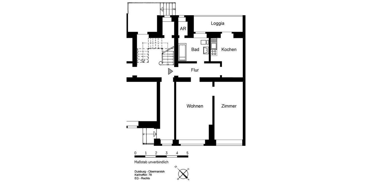 Erdgeschoßwohnung Duisburg Hamborn - 2 Zimmer, 59 m&sup2;, 389&euro; | Angebot:26234186