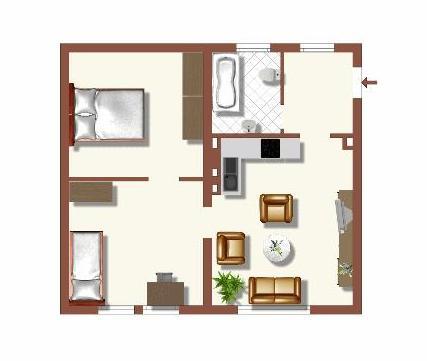 Erdgeschoßwohnung Duisburg Huckingen - 2 Zimmer, 56 m&sup2;, 509&euro; | Angebot:24213631