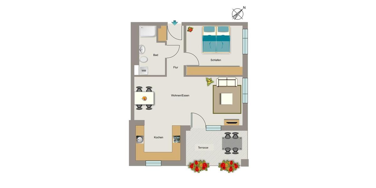 Erdgeschoßwohnung Essen Frillendorf - 2 Zimmer, 66 m&sup2;, 724&euro; | Angebot:26228000