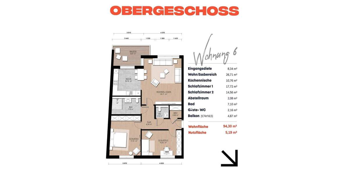 Etagenwohnung Willich - 3 Zimmer, 94 m&sup2;, 499.000&euro; | Angebot:25210482