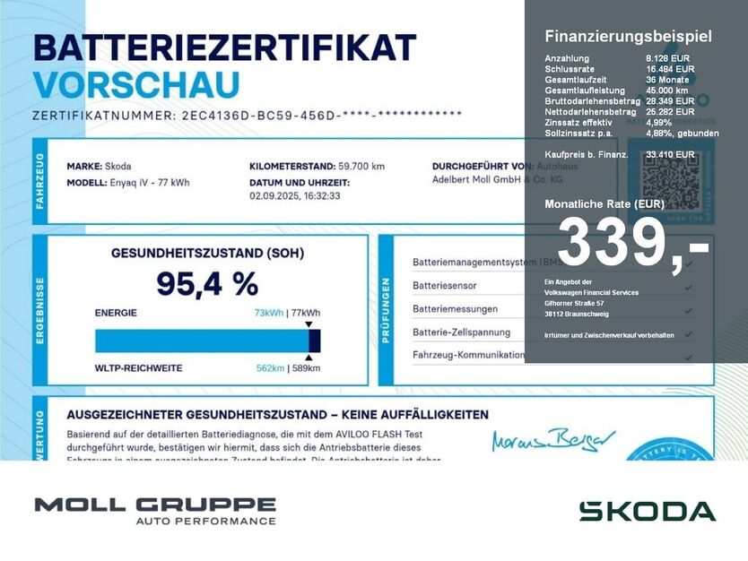 Skoda Enyaq 56.011 km 32.940 € Düsseldorf 40474