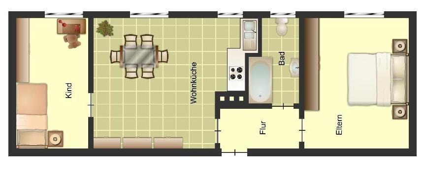 Erdgeschoßwohnung Duisburg Huckingen - 2 Zimmer, 51 m&sup2;, 469&euro; | Angebot:24796022