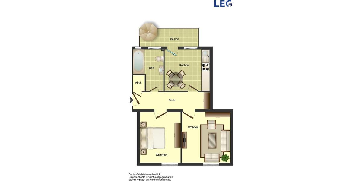 Etagenwohnung Duisburg Huckingen - 2 Zimmer, 53 m&sup2;, 266&euro; | Angebot:25552172