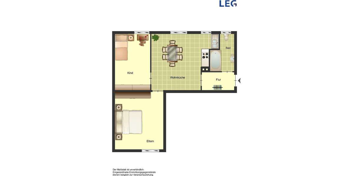 Etagenwohnung Duisburg Huckingen - 2 Zimmer, 51 m&sup2;, 469&euro; | Angebot:26492440
