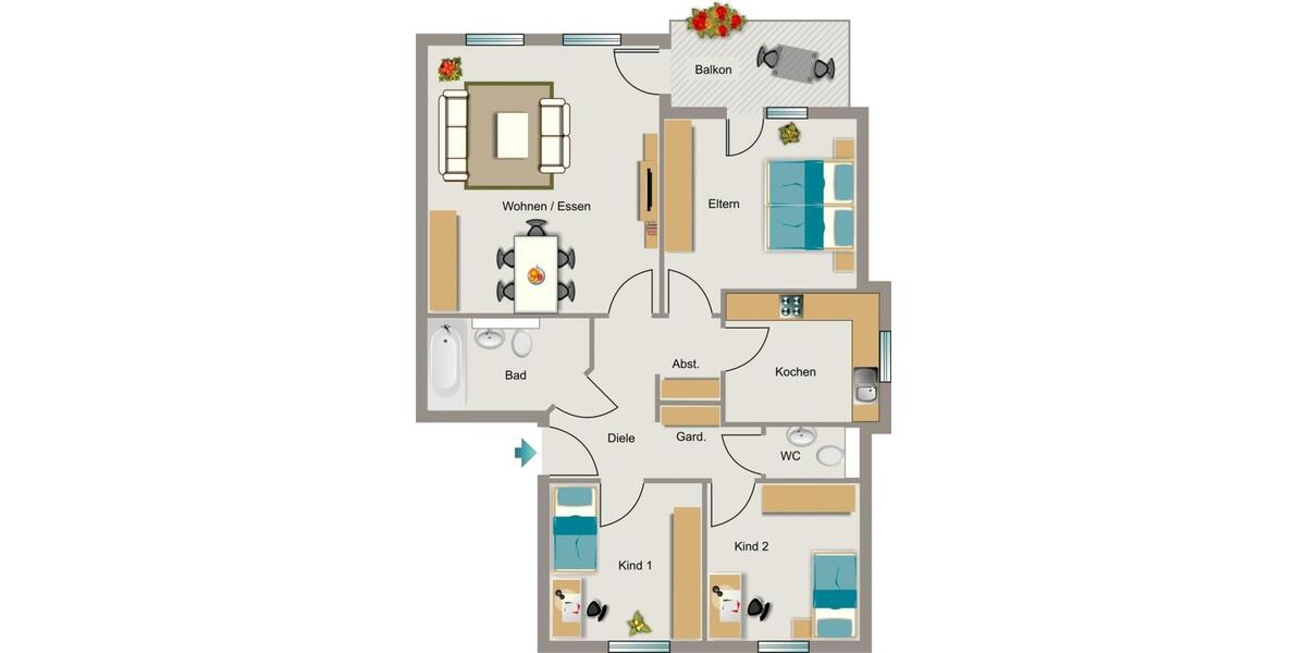 Etagenwohnung Duisburg Beeck - 4.5 Zimmer, 91 m&sup2;, 805&euro; | Angebot:26227988