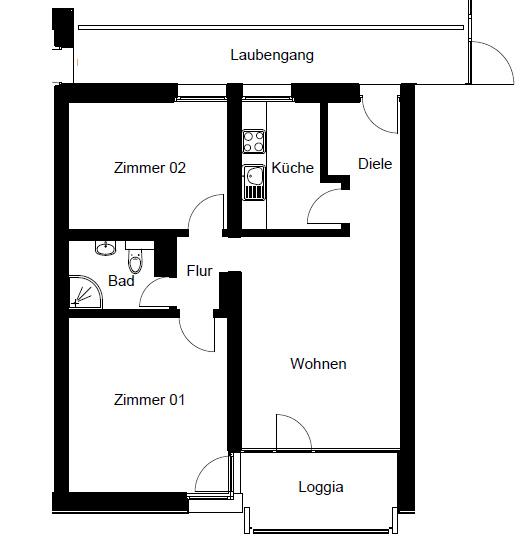 Etagenwohnung Gladbeck Alt-Rentfort - 3 Zimmer, 65 m&sup2;, 570&euro; | Angebot:26365980