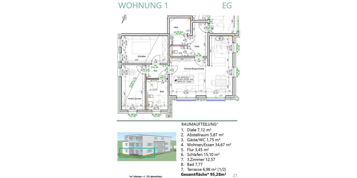 Erdgeschoßwohnung Duisburg Baerl - 3 Zimmer, 95 m&sup2;, 1.425&euro; | Angebot:26180100
