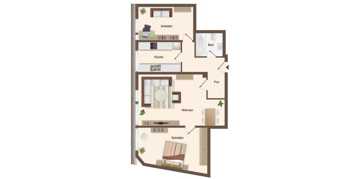 Dachgeschoßwohnung Essen Stadtbezirk VII - 3 Zimmer, 65 m&sup2;, 600&euro; | Angebot:25635910